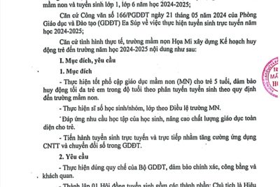 Kế hoạch tuyển sinh năm học 2024 – 2025